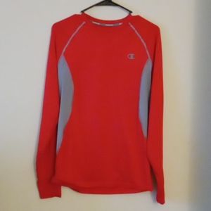 Red/grey Champion long sleeve tshirt (moisture wicking)..size large.